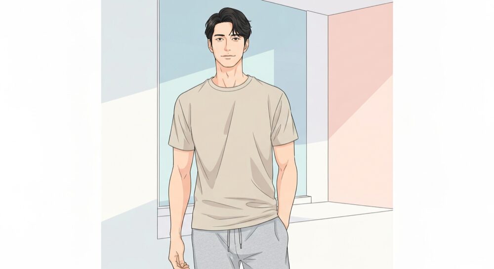 ボディトリマーで体毛を整える男性
