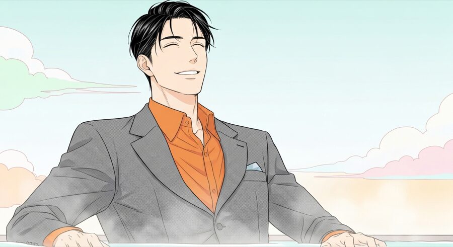 フェイススチーマーを使う男性