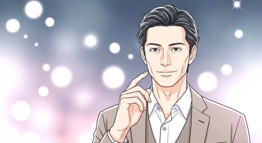 夏の汗を気にする男性