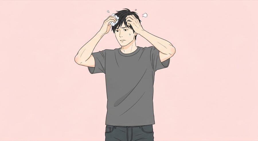頭の洗い方に悩む男性