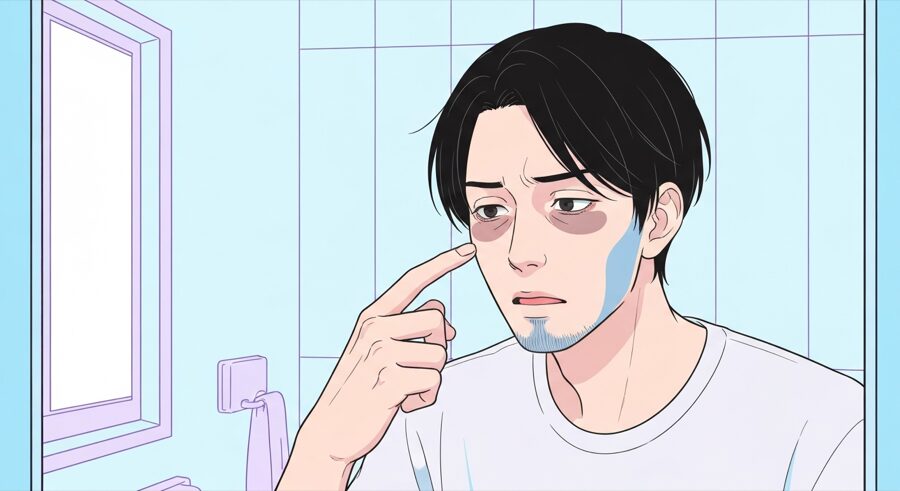 クマと青ヒゲが気になる男性